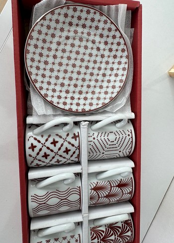 Beden bordo Renk English home 6'lı Porselen Fincan Seti