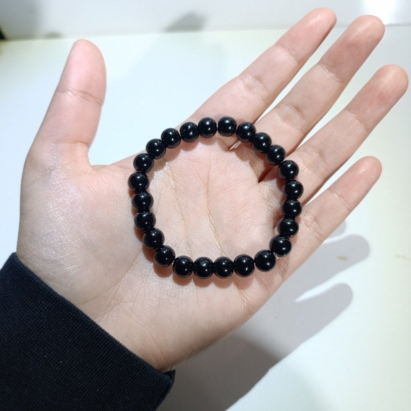 Siyah oniks doğal taş bileklik 8mm - Görsel 3
