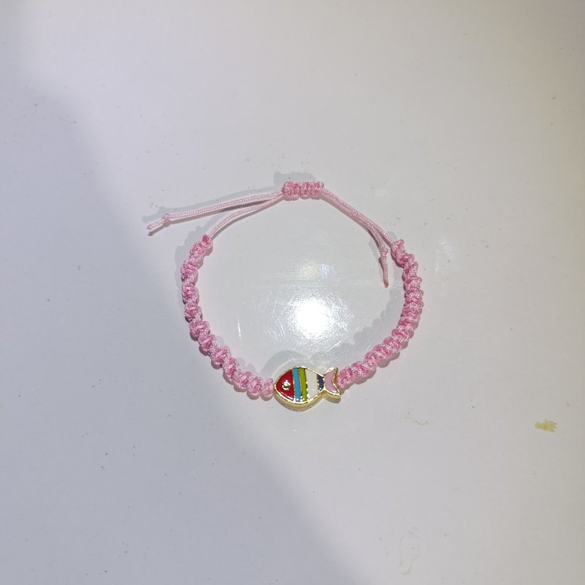 Renkli Boncuklu Pembe İp Bileklik - Görsel 2