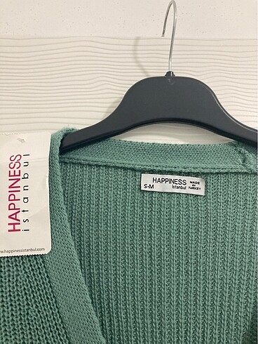 Happiness Hiç giyilmedi etiketi üzerinde S-m beden su yeşili hırka