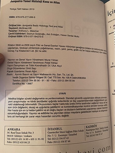 JUNQUEIRA Temel Histoloji 14.Baskı SIFIR - Görsel 2