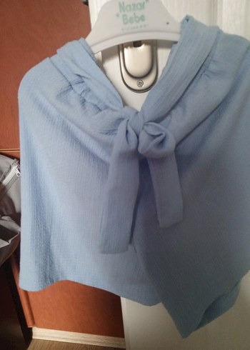 Mavi Keten Kız Panço şort - Görsel 4