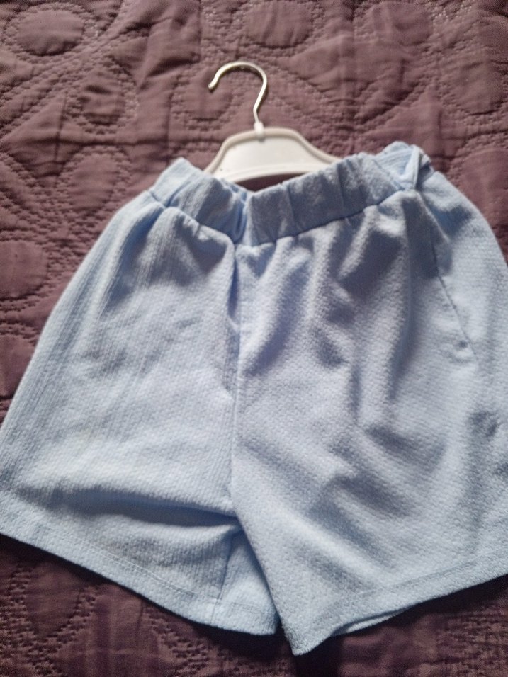 Mavi Keten Kız Panço şort - Görsel 5