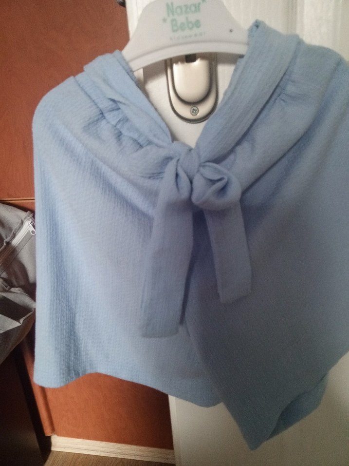 Mavi Keten Kız Panço şort - Görsel 4