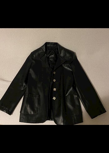 Siyah Deri blazer ceket - Görsel 2