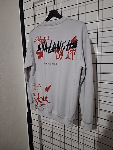 Diğer Ön Arka Baskılı İnce Sweatshirt S Beden Unisex