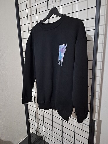 Ön Arka Baskılı Polarlı Sweatshirt M Beden