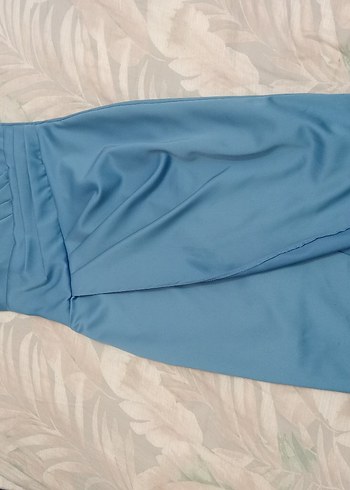 Mavi Drapeli Uzun Abiye Elbise - Görsel 3