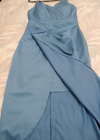 Mavi Drapeli Uzun Abiye Elbise - Görsel 2