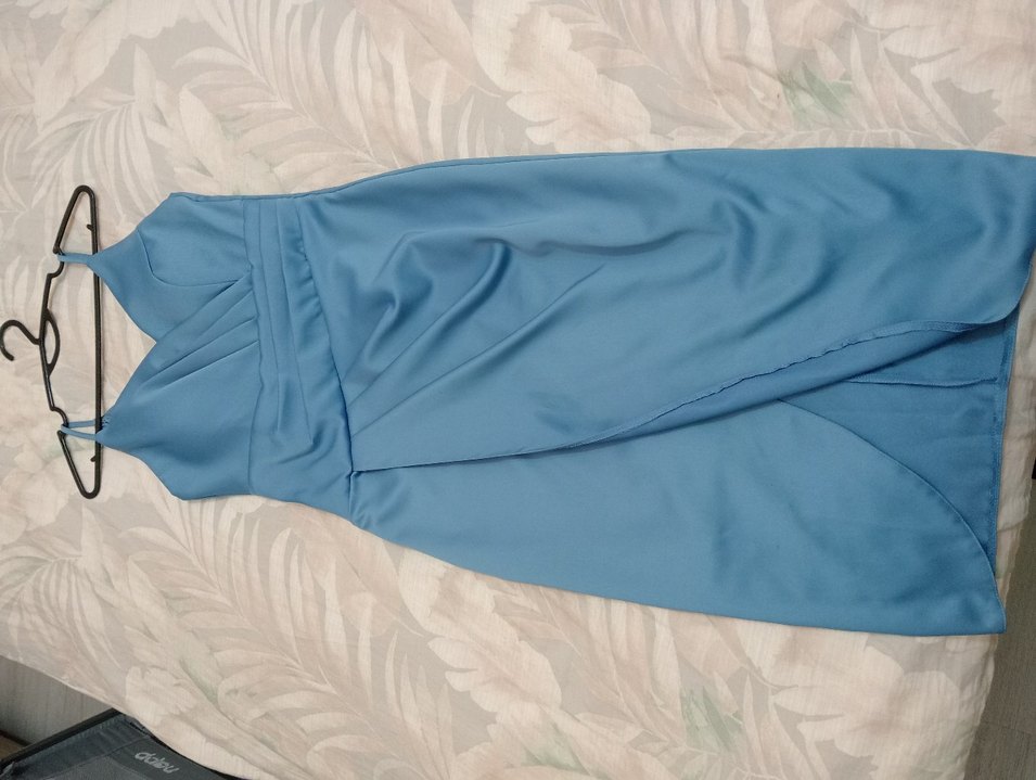 Mavi Drapeli Uzun Abiye Elbise - Görsel 3