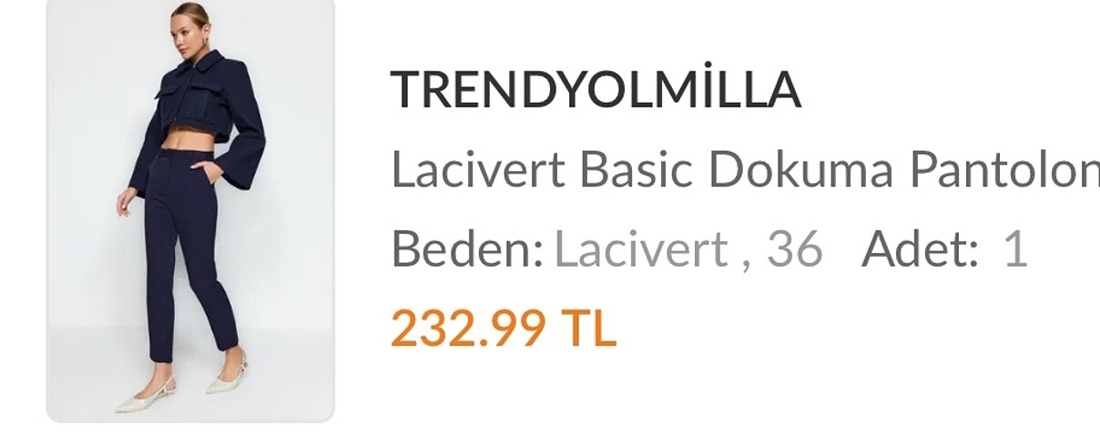 36 Beden lacivert Renk Lacivert kadın pantolon 36