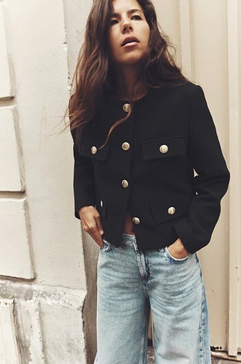 Zara Zara Dokulu Bisiklet Yaka Blazer