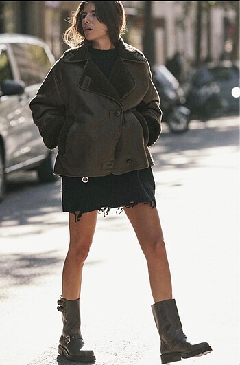 Zara Zara suni yünlü astar detaylı ceket