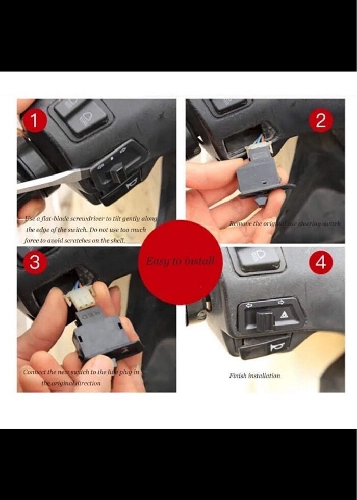 Motosiklete DÖRTLÜ FLAŞÖR ÖZELLİĞİ KOYAN TUŞ TAK ÇALIŞTIR - Görsel 2