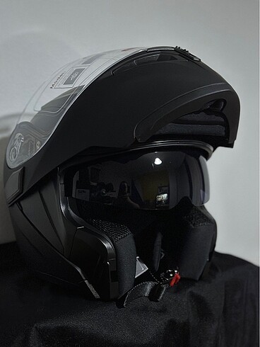 SIFIR MAT SİYAH JK ÇENE AÇILIR KASK S BEDEN - Görsel 5