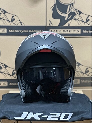 SIFIR JK ÇENE AÇILIR KASK M L XL BEDEN MAT SİYAH GÜNEŞ GÖZLÜKLÜ - Görsel 4