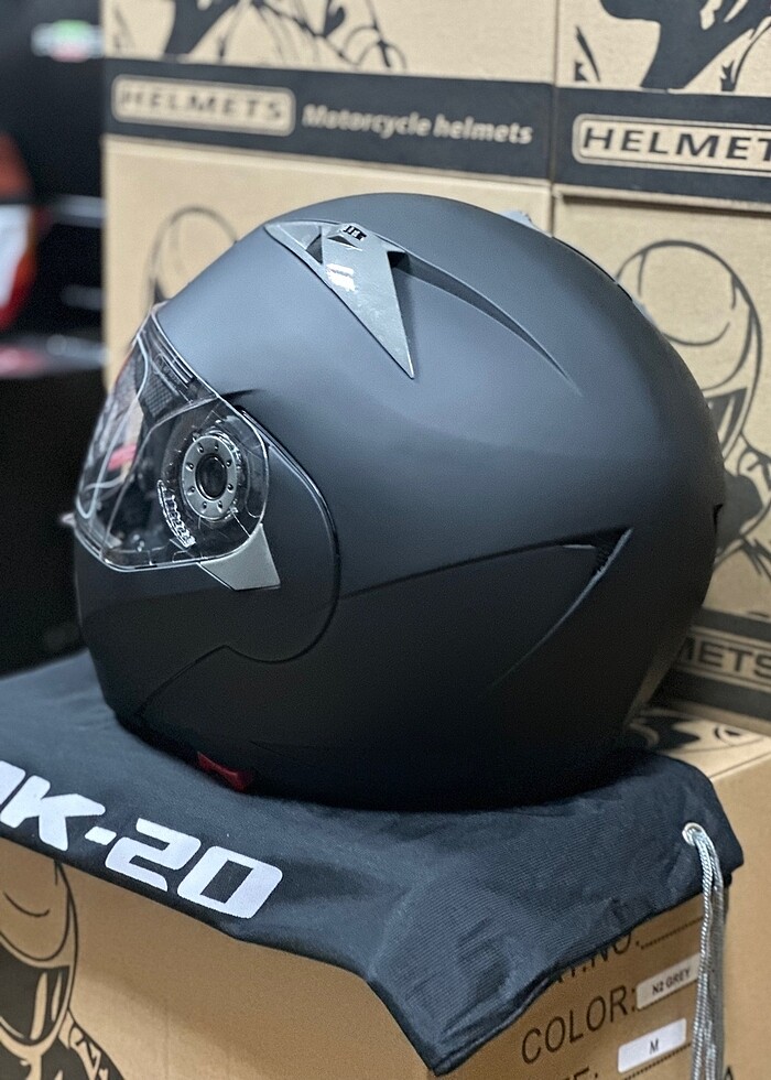 SIFIR JK ÇENE AÇILIR KASK M L XL BEDEN MAT SİYAH GÜNEŞ GÖZLÜKLÜ - Görsel 3