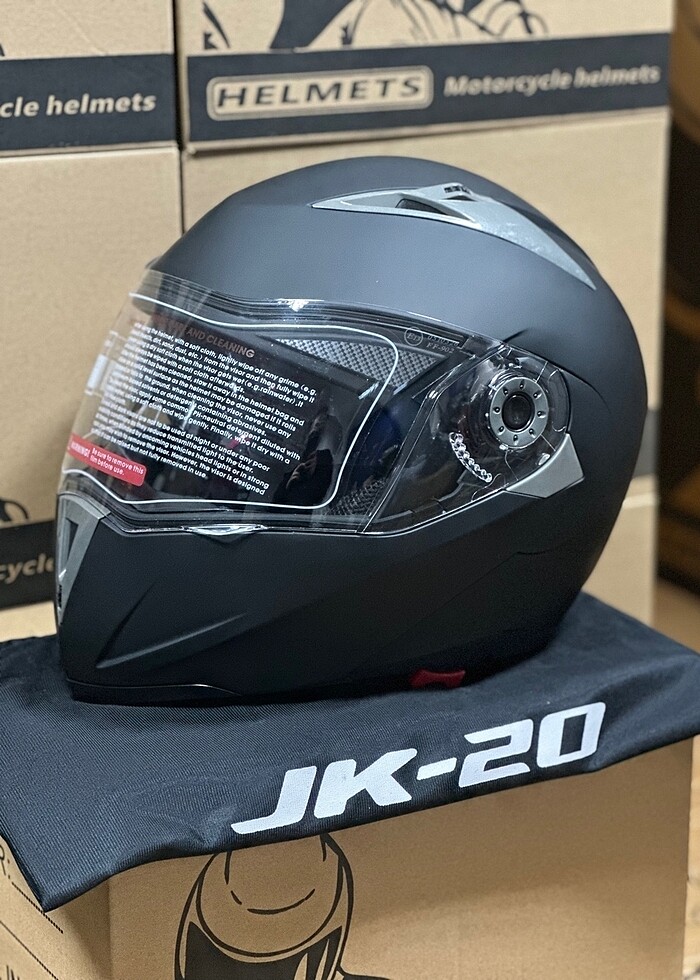 SIFIR JK ÇENE AÇILIR KASK M L XL BEDEN MAT SİYAH GÜNEŞ GÖZLÜKLÜ - Görsel 2