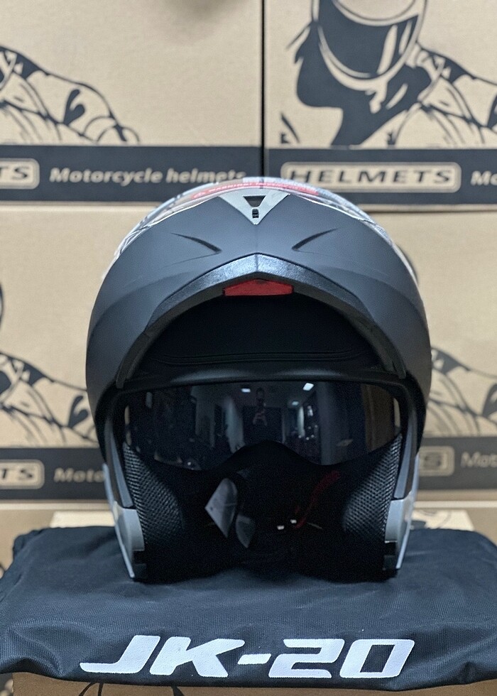 SIFIR JK ÇENE AÇILIR KASK M L XL BEDEN MAT SİYAH GÜNEŞ GÖZLÜKLÜ - Görsel 4