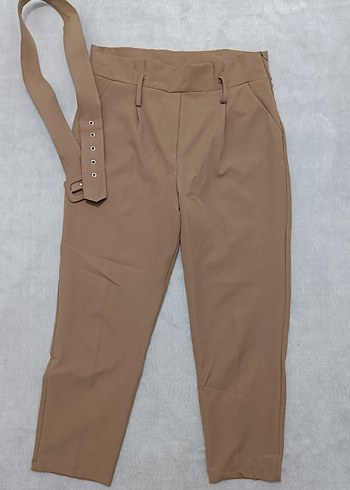 Trendyol & Milla Düğmeli Kahverengi Kadın havuç model Kumaş Pantolon