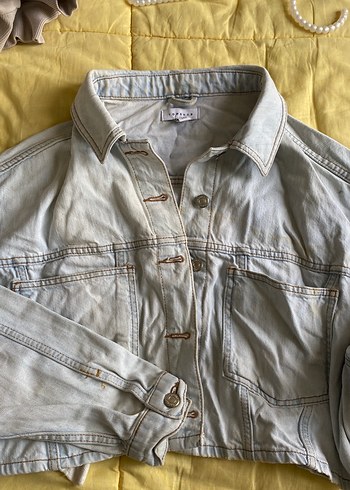 Topshop Acik Gri Denim Ceket