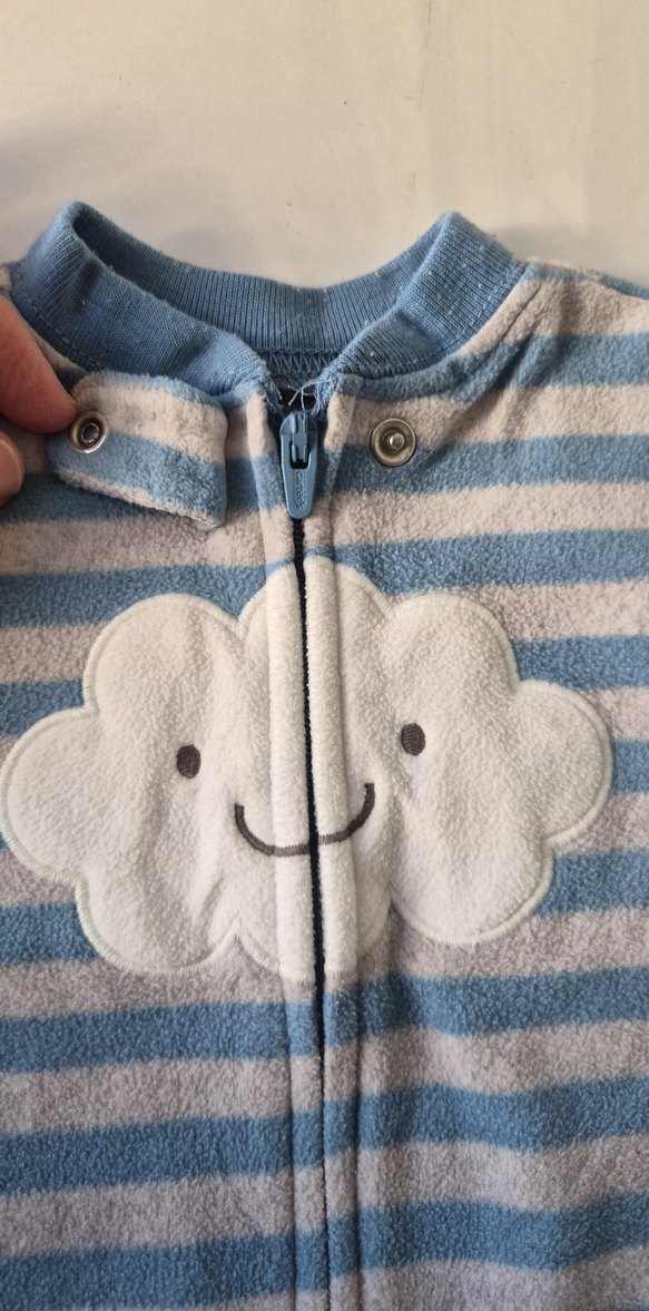 Carters Mavi Gri Çizgili Fermuarlı Çocuk Uyku Tulumu - Görsel 2