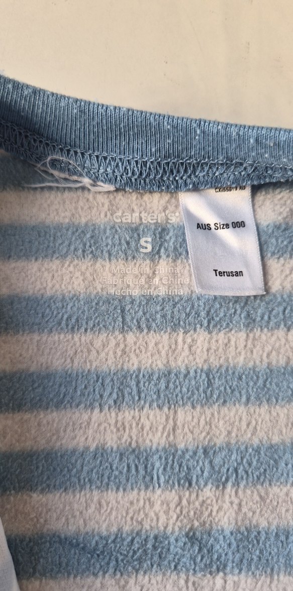 Carters Mavi Gri Çizgili Fermuarlı Çocuk Uyku Tulumu - Görsel 3