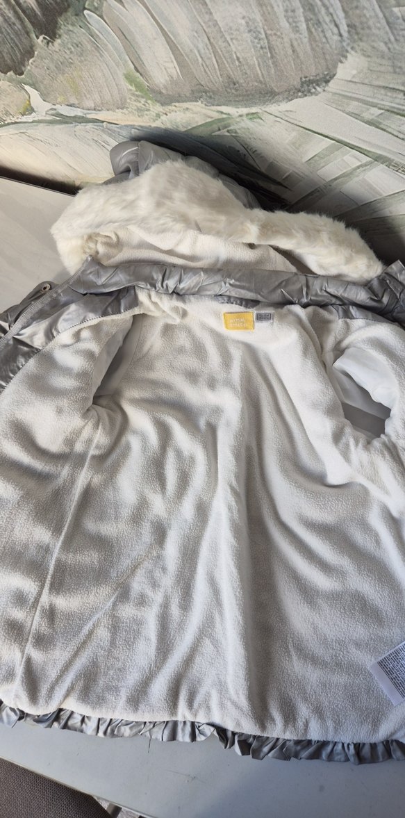 Chicco marka Gri Kürklü Kız Çocuk Montu - Görsel 5