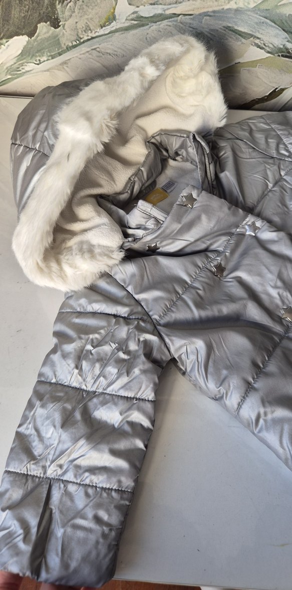 Chicco marka Gri Kürklü Kız Çocuk Montu - Görsel 2