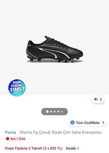 Puma Siyah Cocuk Cim Saha Kramponu