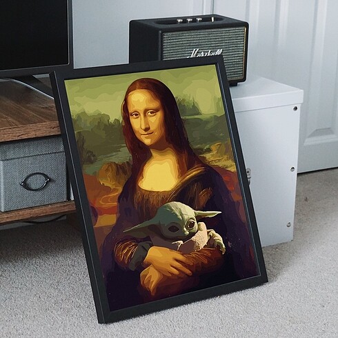 Diğer Mona Lisa Bebek Yoda İllüstrasyon Tablo Tasarımı