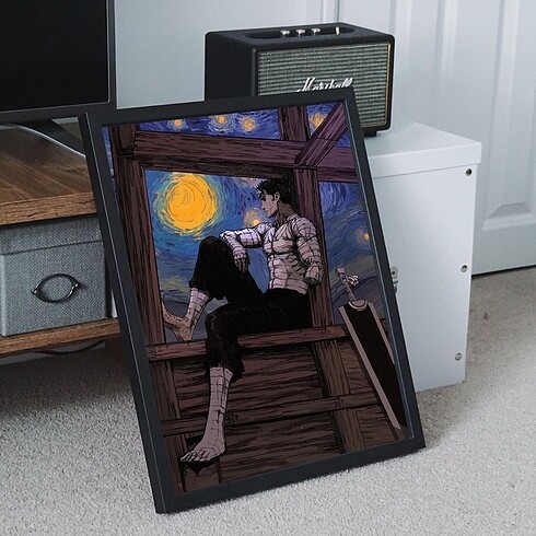 Diğer Berserk Guts Van Gogh Yıldızlı Gece İllüstrasyon Tablo Tasarımı