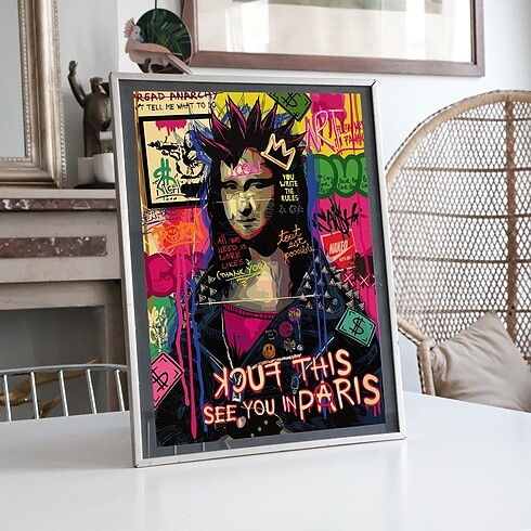 Pop Art Mona Lisa İllüstrasyon Tablo Tasarımı