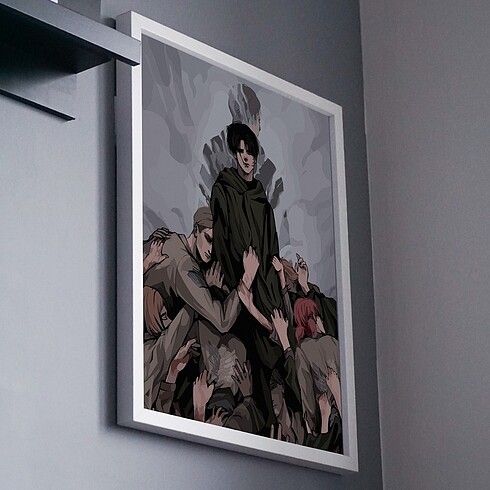 Beden çeşitli Renk Attack on Titan Levi Silent Death Tasarımlı Tablo