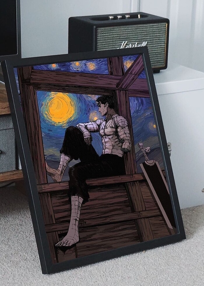Berserk Guts Van Gogh Yıldızlı Gece - Görsel 2