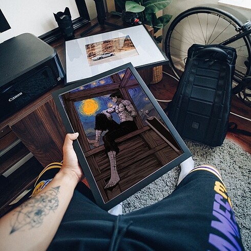 Çerçeveli Berserk Guts Van Gogh Tablo - Görsel 2