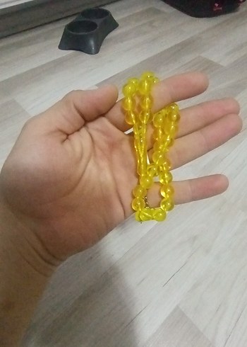 Seffaf Sari Boncuklu İnce Tesbih