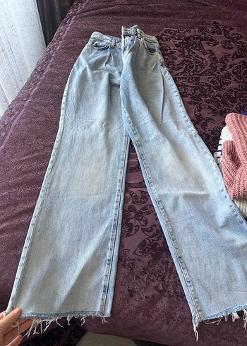 Geniş Kesim Uzun Mavi Kot Pantolon - Görsel 5