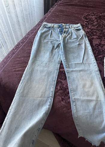 Geniş Kesim Uzun Mavi Kot Pantolon - Görsel 3