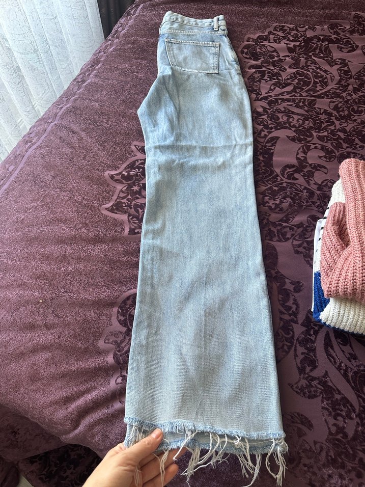 Geniş Kesim Uzun Mavi Kot Pantolon - Görsel 2