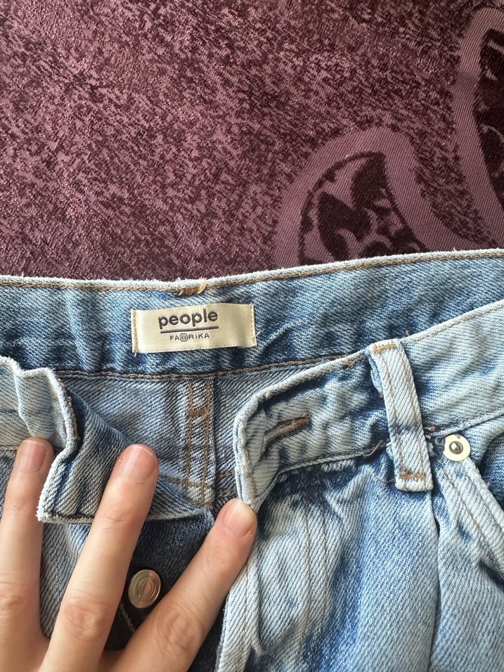 Geniş Kesim Uzun Mavi Kot Pantolon - Görsel 4