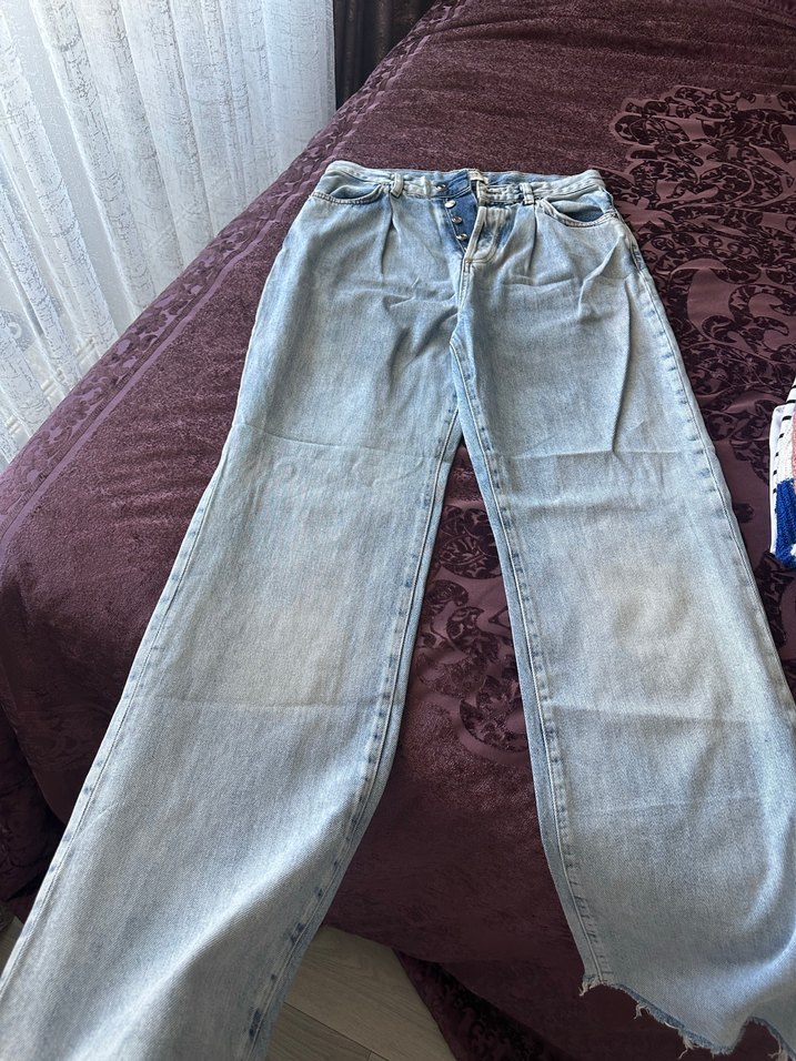 Geniş Kesim Uzun Mavi Kot Pantolon - Görsel 3