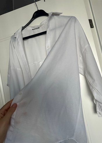 Gri Düğmeli Keten Kadın Gömlek - Görsel 3