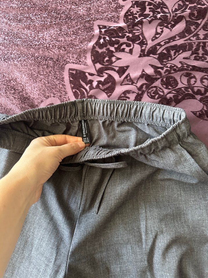 Gri Bol Kesim Kadın Kumaş Pantolon - Görsel 2