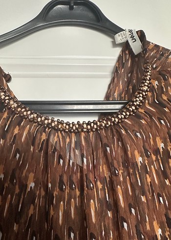 Bohem Midi Elbise, Yılan Desenli, Pilili, V Yakalı - Görsel 5