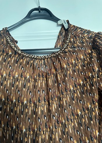 Bohem Midi Elbise, Yılan Desenli, Pilili, V Yakalı - Görsel 6