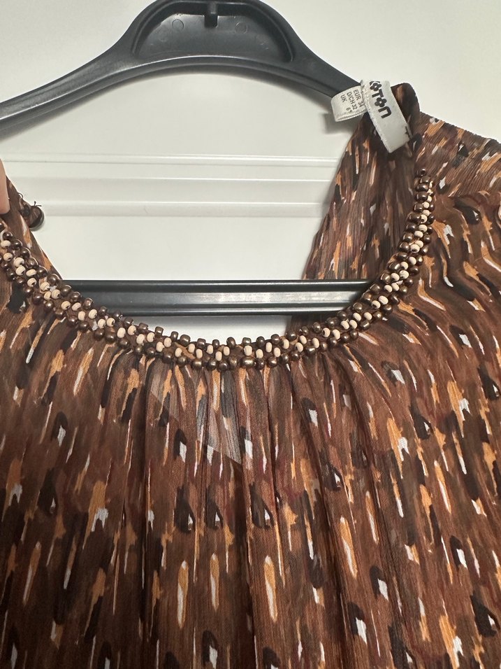 Bohem Midi Elbise, Yılan Desenli, Pilili, V Yakalı - Görsel 5