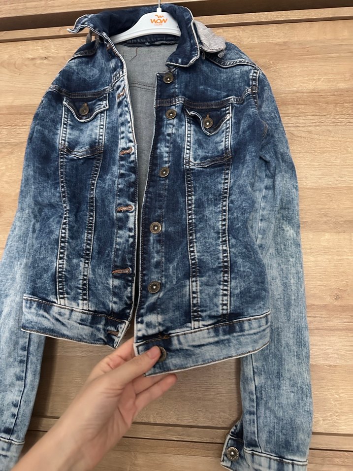 Kadın Mavi Denim Ceket, Düğmeli, Dar Kesim - Görsel 5