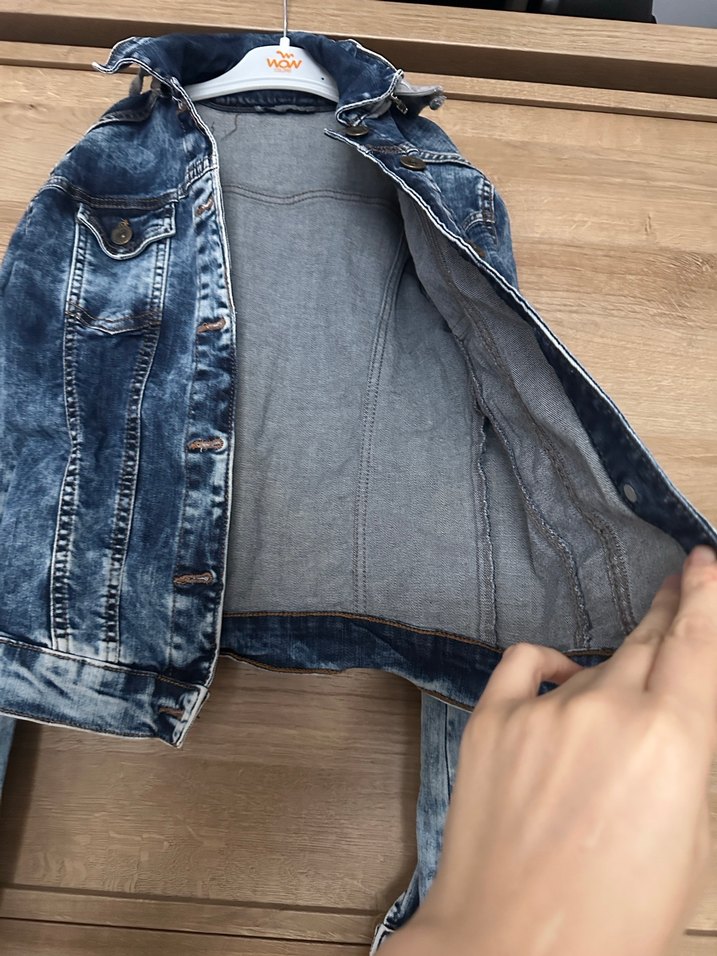 Kadın Mavi Denim Ceket, Düğmeli, Dar Kesim - Görsel 4