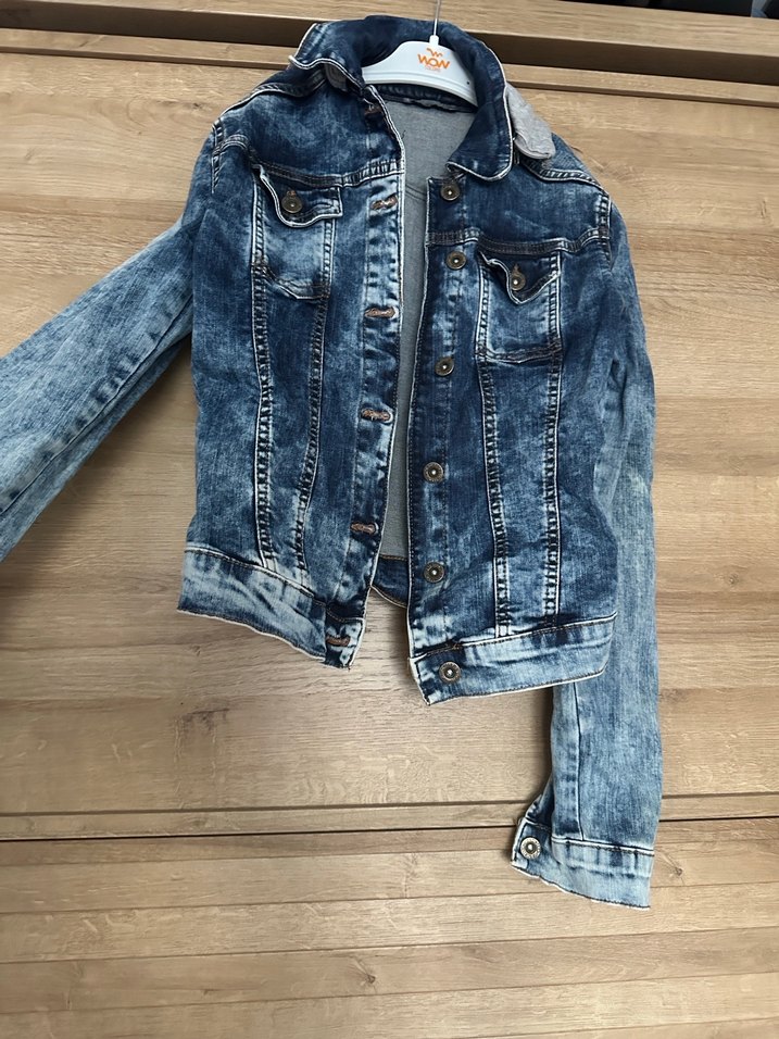 Kadın Mavi Denim Ceket, Düğmeli, Dar Kesim - Görsel 2